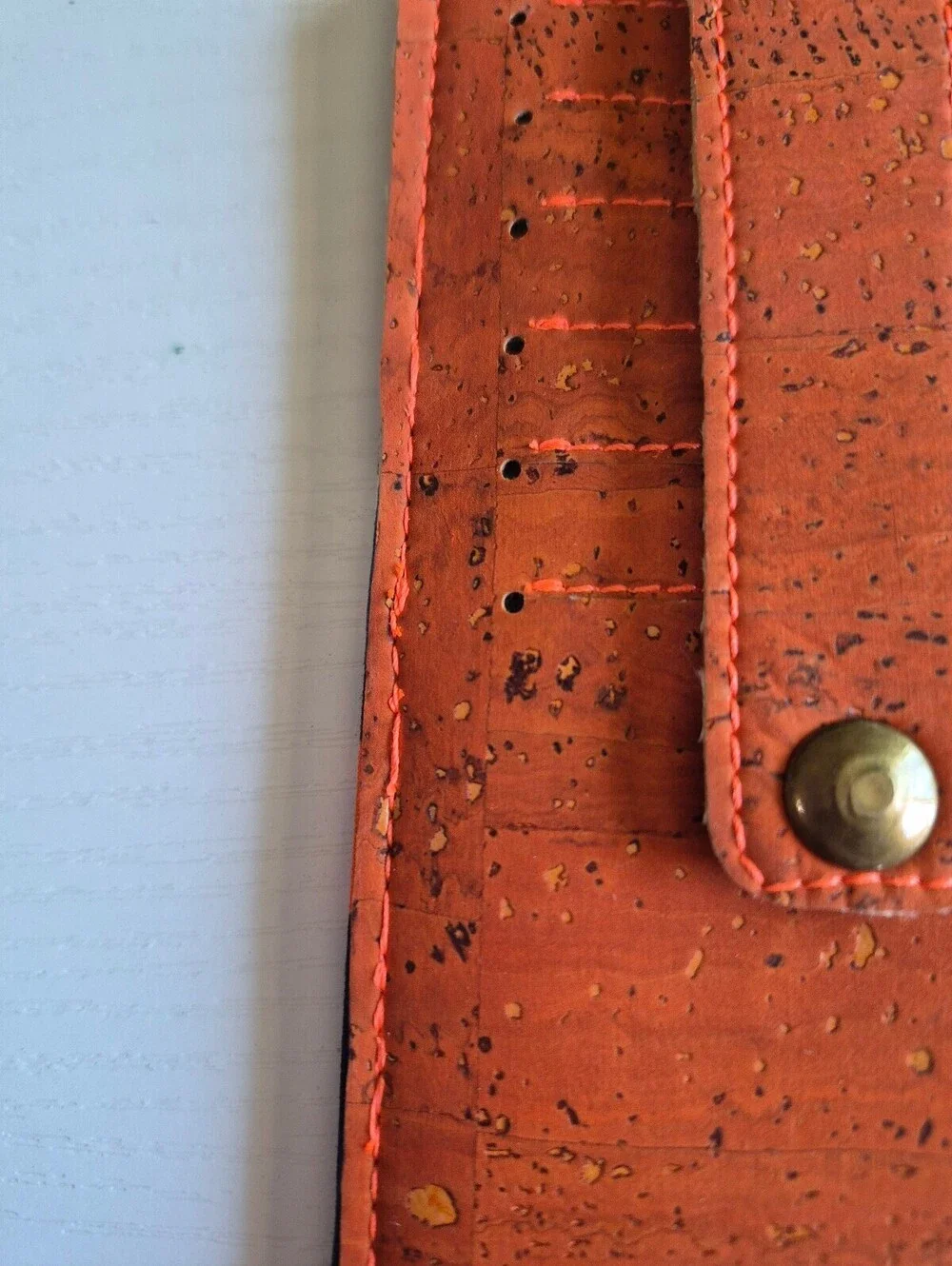 football wallet orange and blue magnetic snap tab 6 card slot wallet